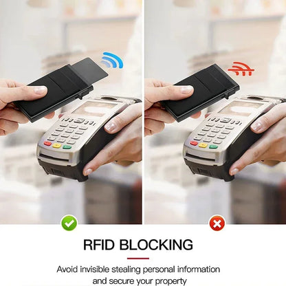 Sleek RFID-Blocking Metal Slim Wallet for Men and Women - Pop-Up Minimalist Credit Card Holder