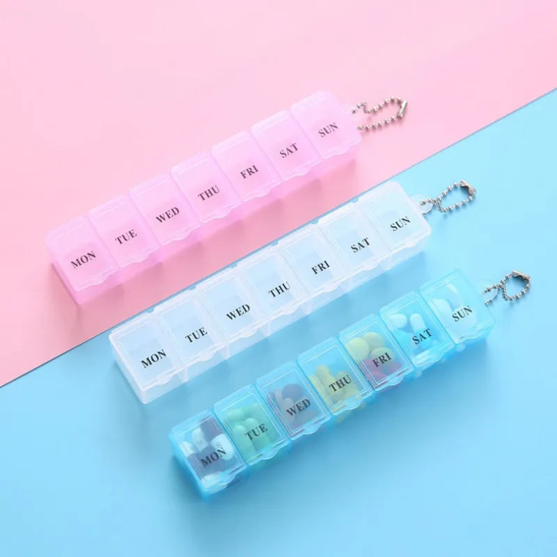 Weekly Pill Organizer - 7 Days Medicine Storage Box with Splitters in 3 Color Options
