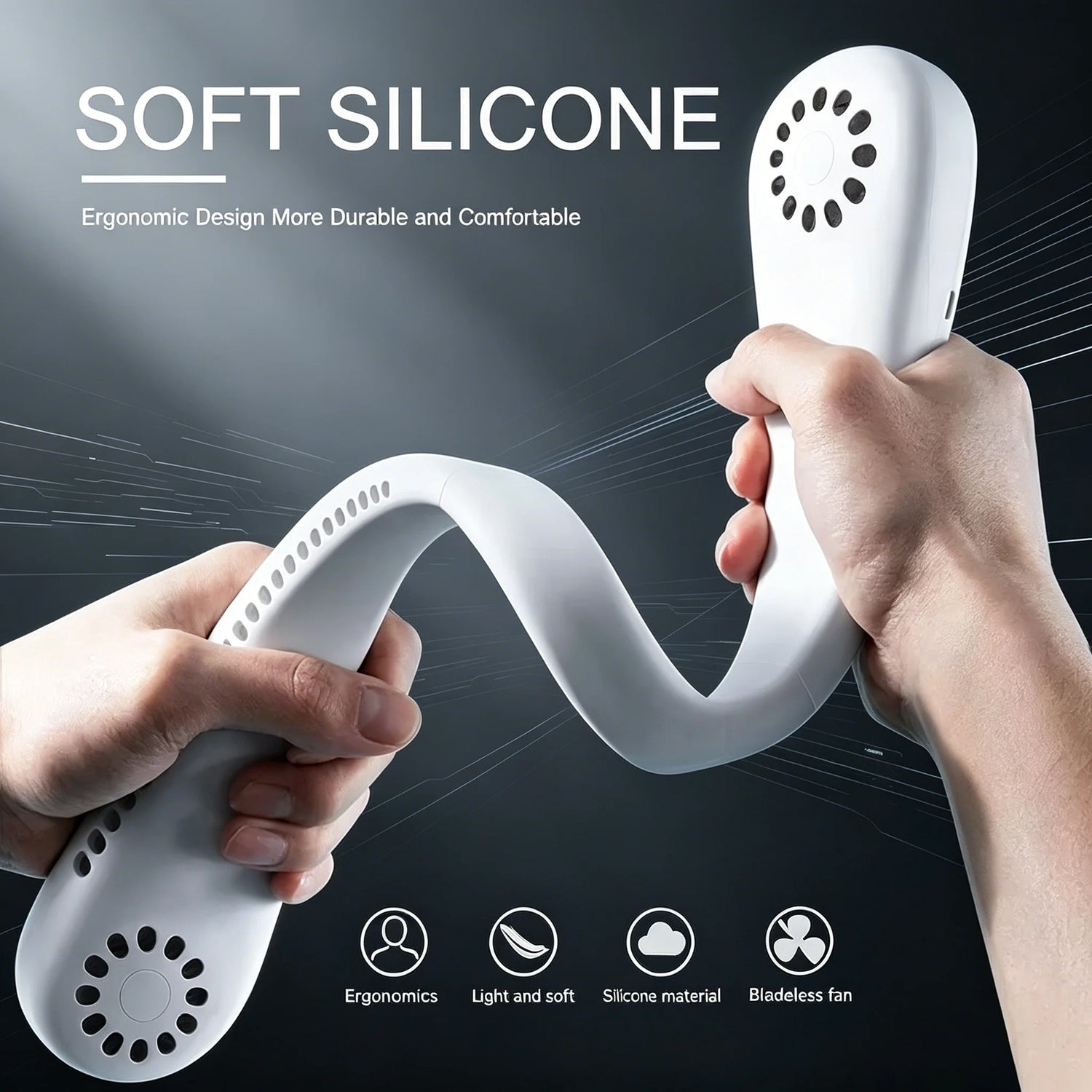 Experience Ultimate Comfort with Our Hands-Free Neck Fan - Portable, USB Rechargeable Bladeless Cooling Solution for Summer Adventures with 3 Speed Settings