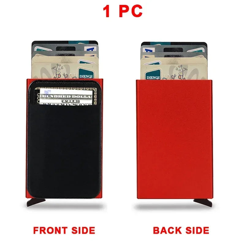 Sleek RFID-Blocking Metal Slim Wallet for Men and Women - Pop-Up Minimalist Credit Card Holder