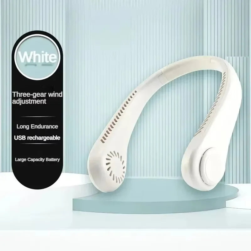 Experience Ultimate Comfort with Our Hands-Free Neck Fan - Portable, USB Rechargeable Bladeless Cooling Solution for Summer Adventures with 3 Speed Settings