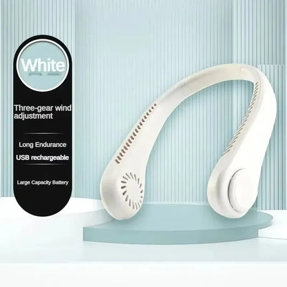 Experience Ultimate Comfort with Our Hands-Free Neck Fan - Portable, USB Rechargeable Bladeless Cooling Solution for Summer Adventures with 3 Speed Settings