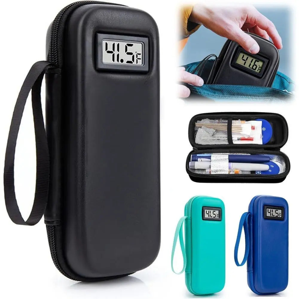 Insulin Cooler Travel Case - Waterproof Organizer with Thermometer for Diabetics - Keep Your Medications Safe and Cool!
