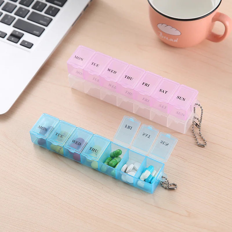 Weekly Pill Organizer - 7 Days Medicine Storage Box with Splitters in 3 Color Options