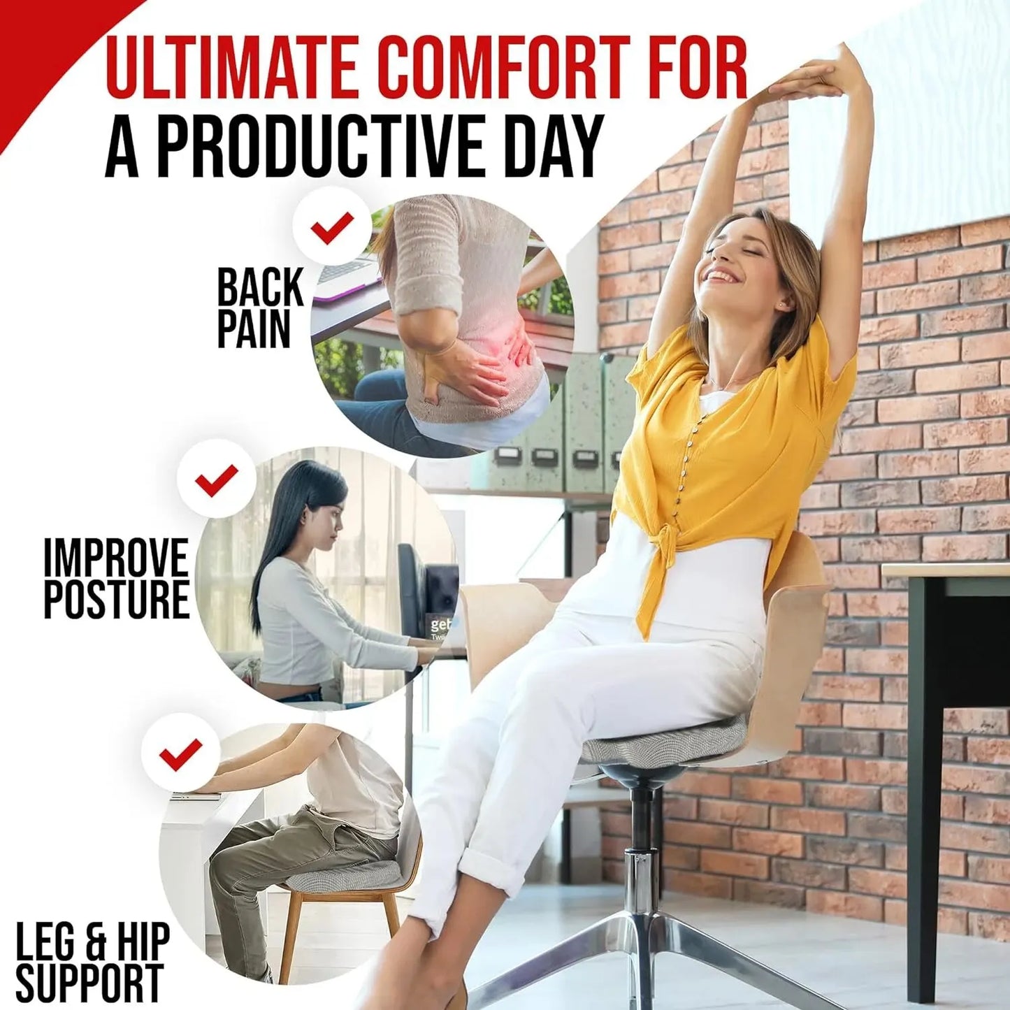 Revolutionize Your Comfort with Our Ergonomic Memory Foam Chair Cushion - Perfect for Office and Home!