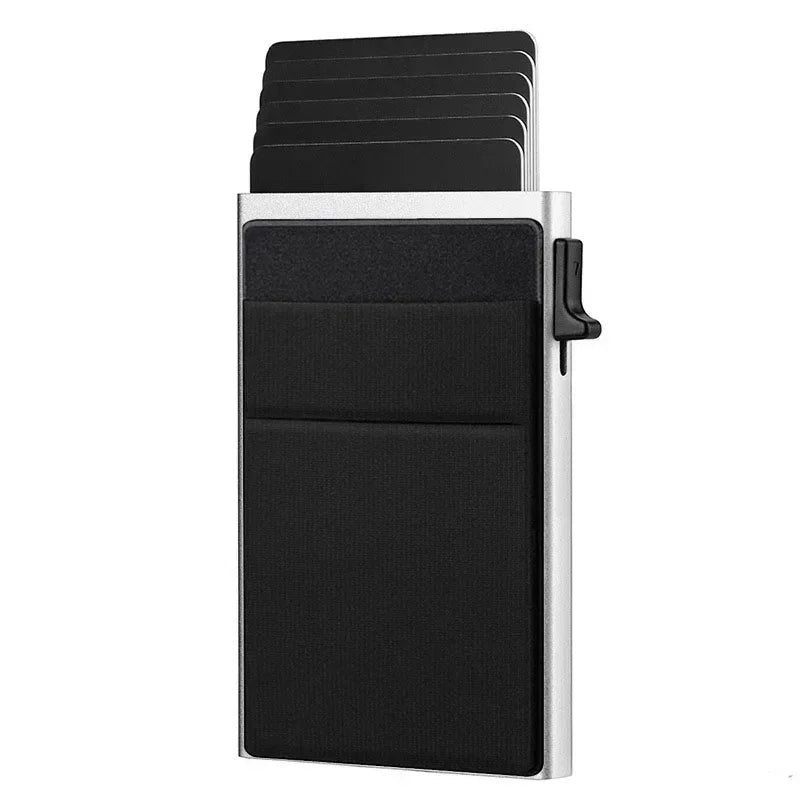 Sleek RFID-Blocking Metal Slim Wallet for Men and Women - Pop-Up Minimalist Credit Card Holder