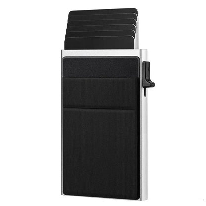 Sleek RFID-Blocking Metal Slim Wallet for Men and Women - Pop-Up Minimalist Credit Card Holder