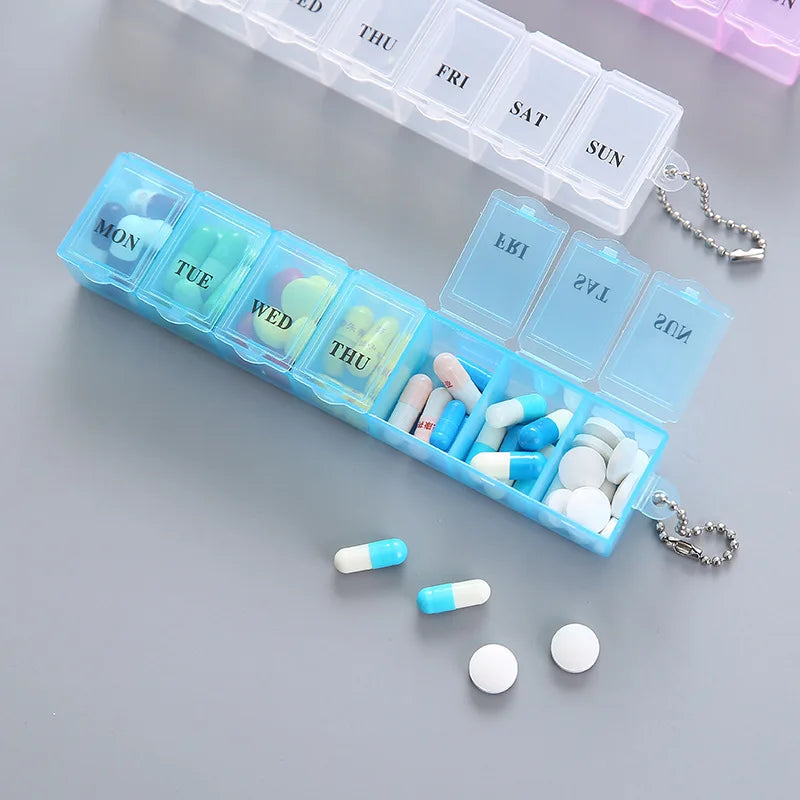 Weekly Pill Organizer - 7 Days Medicine Storage Box with Splitters in 3 Color Options