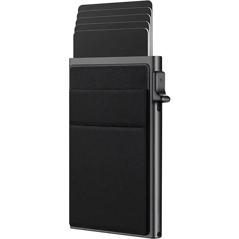 Sleek RFID-Blocking Metal Slim Wallet for Men and Women - Pop-Up Minimalist Credit Card Holder