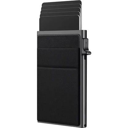 Sleek RFID-Blocking Metal Slim Wallet for Men and Women - Pop-Up Minimalist Credit Card Holder
