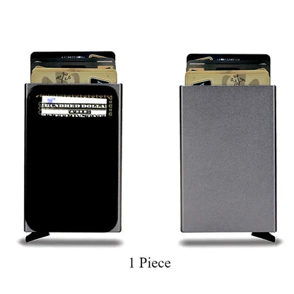 Sleek RFID-Blocking Metal Slim Wallet for Men and Women - Pop-Up Minimalist Credit Card Holder