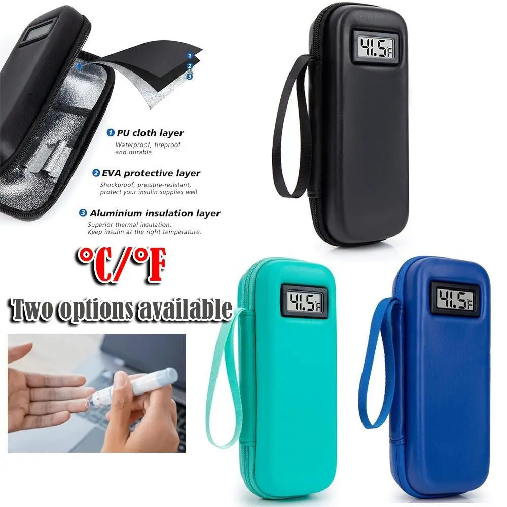 Insulin Cooler Travel Case - Waterproof Organizer with Thermometer for Diabetics - Keep Your Medications Safe and Cool!