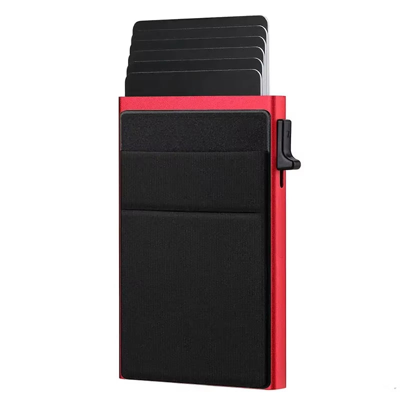 Sleek RFID-Blocking Metal Slim Wallet for Men and Women - Pop-Up Minimalist Credit Card Holder