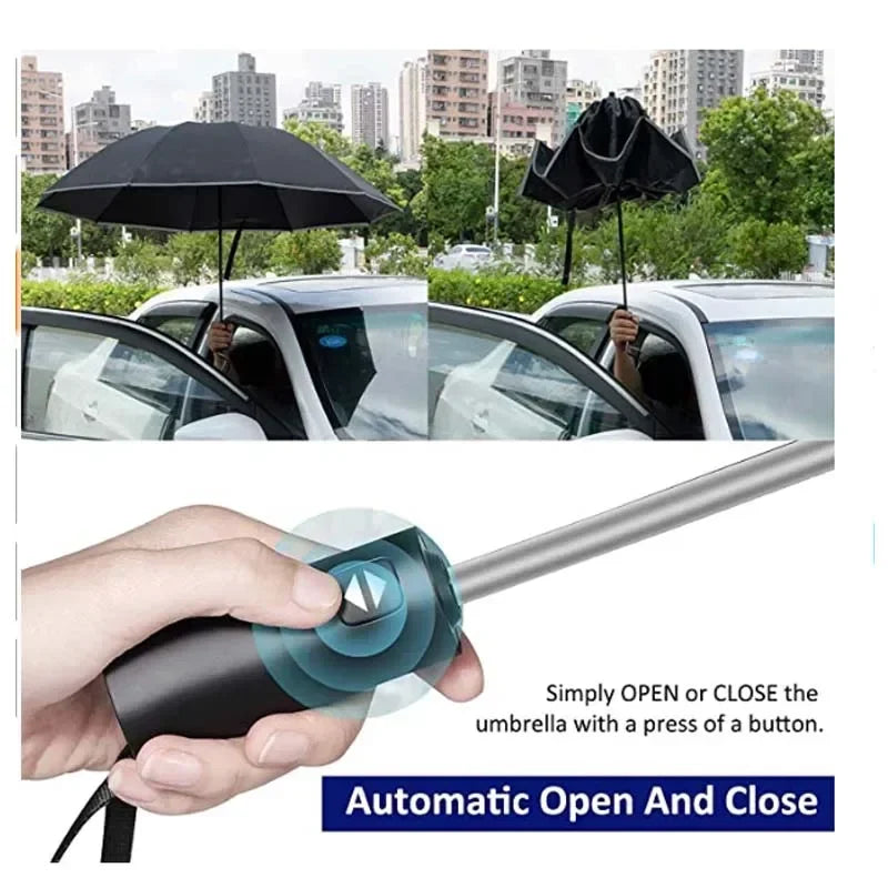 Stay Dry and Stylish with Our Fully Automatic Reverse Folding Umbrella - Perfect for Men and Women!