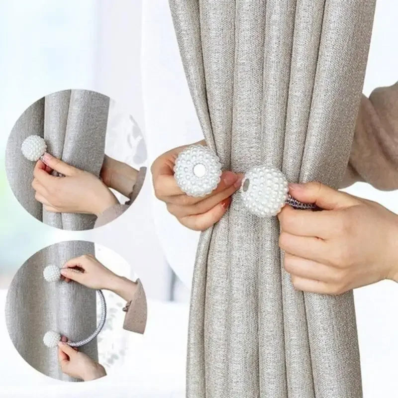Elevate Your Home Decor with Elegant Pearl Magnetic Curtain Clips - 1 or 2 Pack Options Available