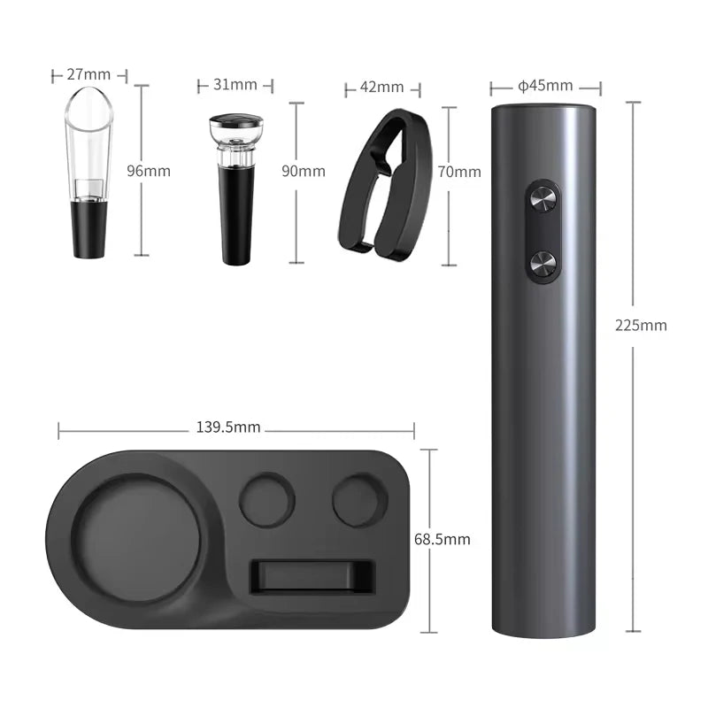 Electric Automatic Red Wine Opener Set - Complete Gift Set with Wine Stopper and Pourer for the Stylish Wine Enthusiast