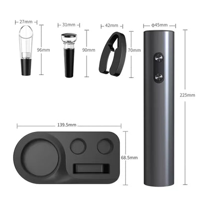 Electric Automatic Red Wine Opener Set - Complete Gift Set with Wine Stopper and Pourer for the Stylish Wine Enthusiast