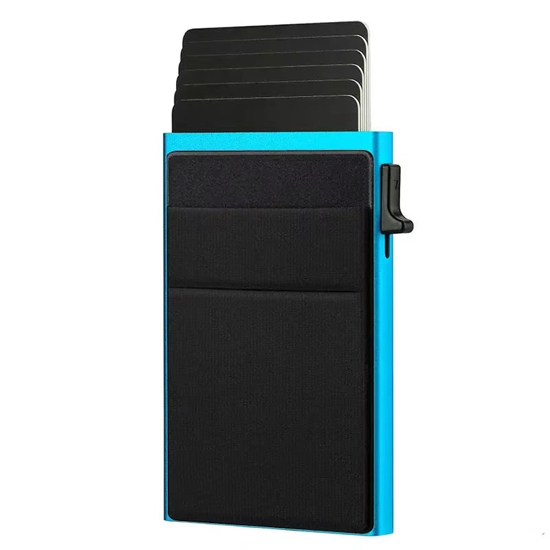 Sleek RFID-Blocking Metal Slim Wallet for Men and Women - Pop-Up Minimalist Credit Card Holder