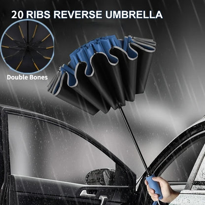 Stay Dry and Stylish with Our Fully Automatic Reverse Folding Umbrella - Perfect for Men and Women!