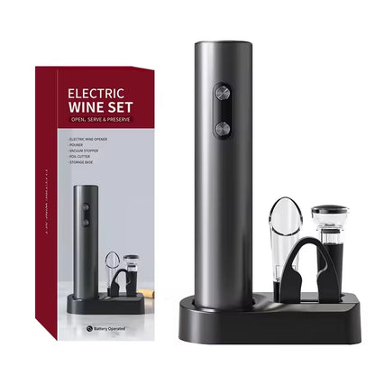 Electric Automatic Red Wine Opener Set - Complete Gift Set with Wine Stopper and Pourer for the Stylish Wine Enthusiast