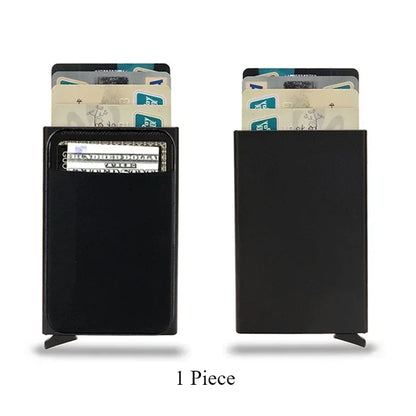 Sleek RFID-Blocking Metal Slim Wallet for Men and Women - Pop-Up Minimalist Credit Card Holder