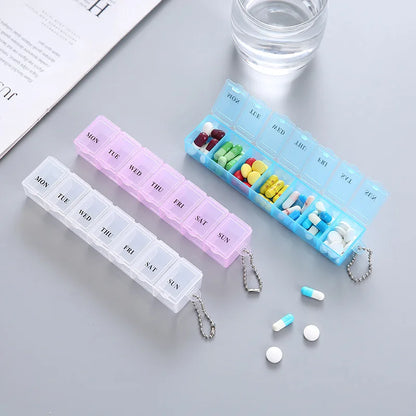Weekly Pill Organizer - 7 Days Medicine Storage Box with Splitters in 3 Color Options